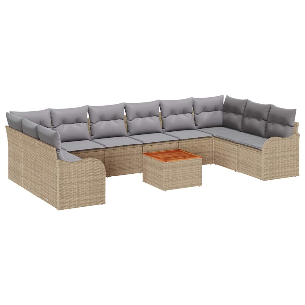 Kerti Kanapé Szett 10 pcs Beige és Világosszürke polirattan