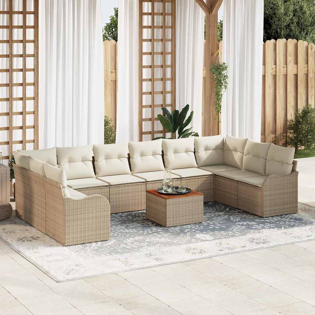 Kerti Kanapé Szett tárolóval 11 pcs Beige és krém polirattan