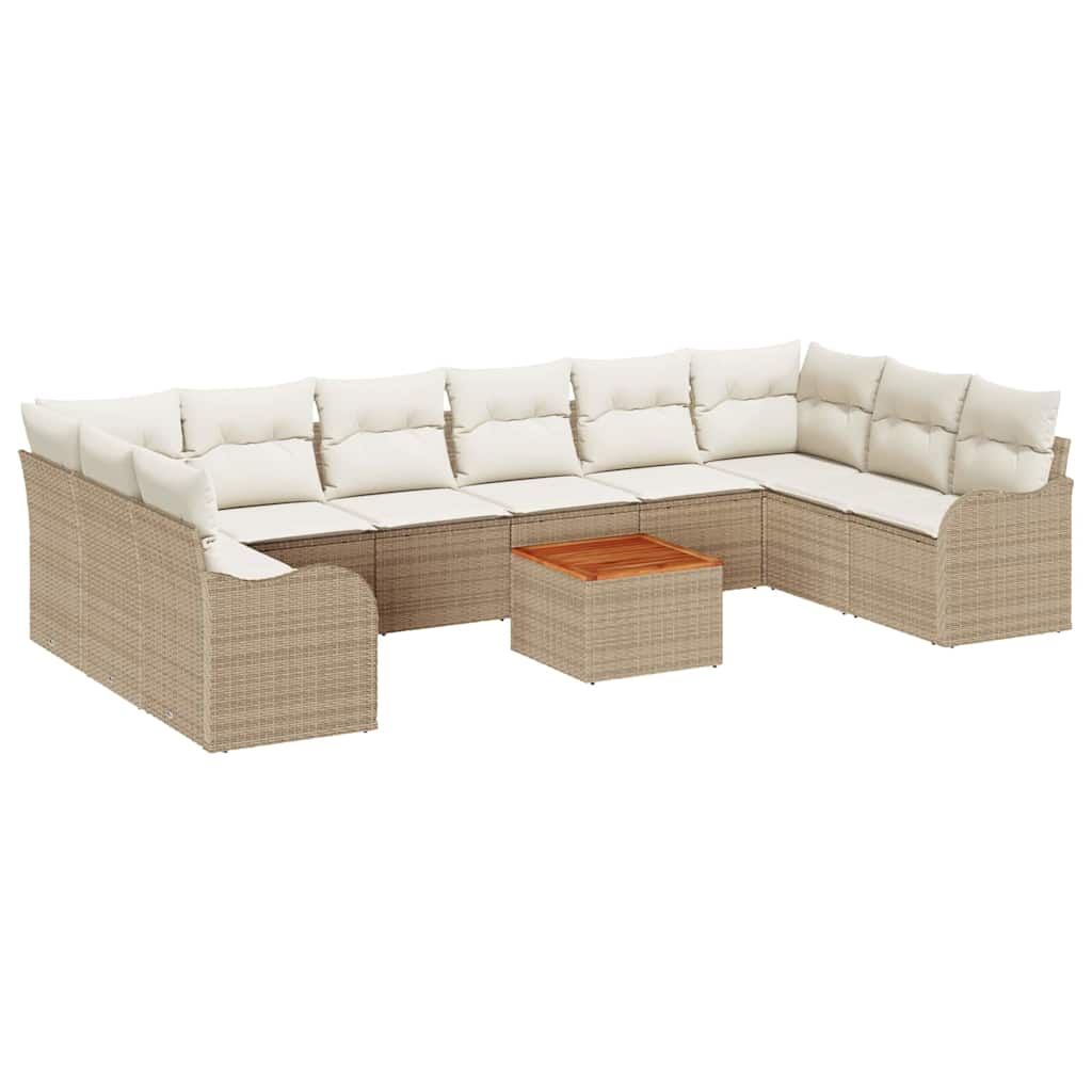 Kerti Kanapé Szett tárolóval 11 pcs Beige és krém polirattan