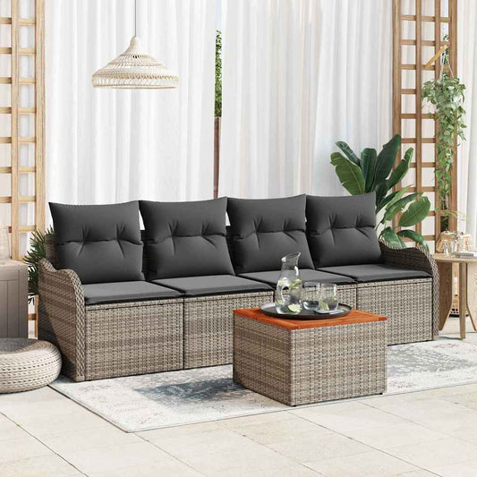 Kerti Kanapé Szett tárolóval 5 pcs Szürke polirattan