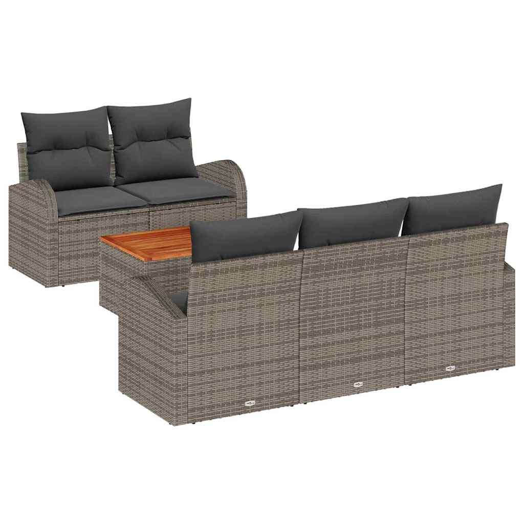 Kerti Kanapé Szett tárolóval 6 pcs Szürke polirattan