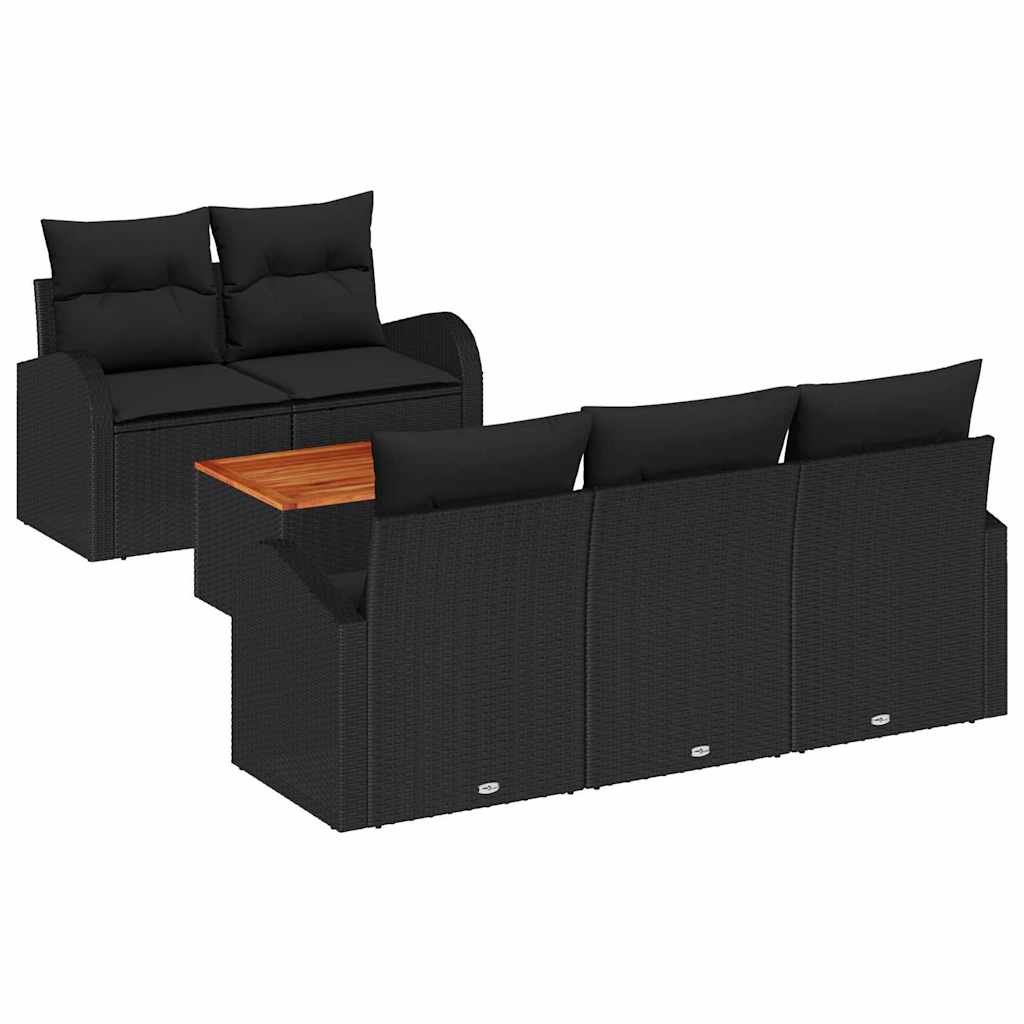 Kerti Kanapé Szett tárolóval 6 pcs Fekete polirattan