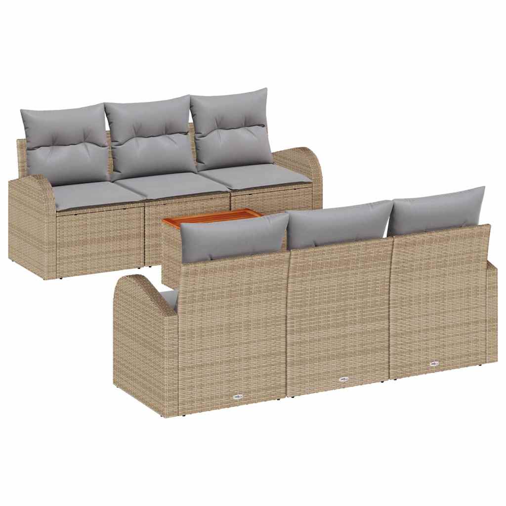 Kerti Kanapé Szett 7 pcs Beige és Világosszürke polirattan