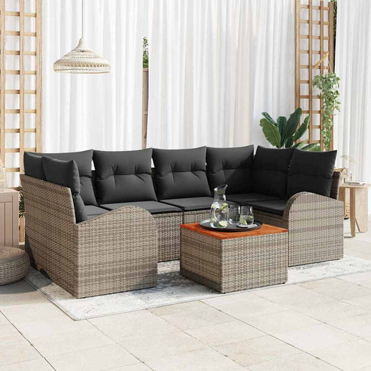 Kerti Kanapé Szett tárolóval 7 pcs Szürke polirattan