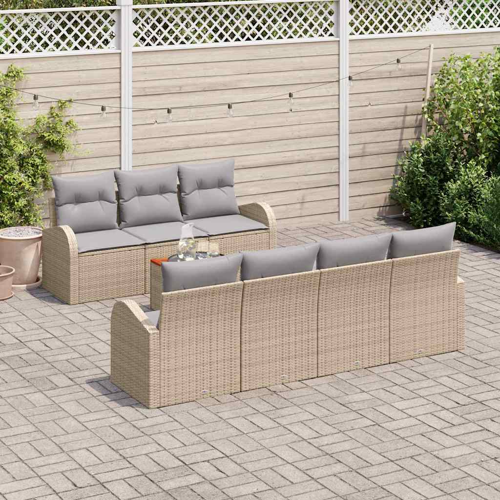 Kerti Kanapé Szett 8 pcs Beige és Világosszürke polirattan