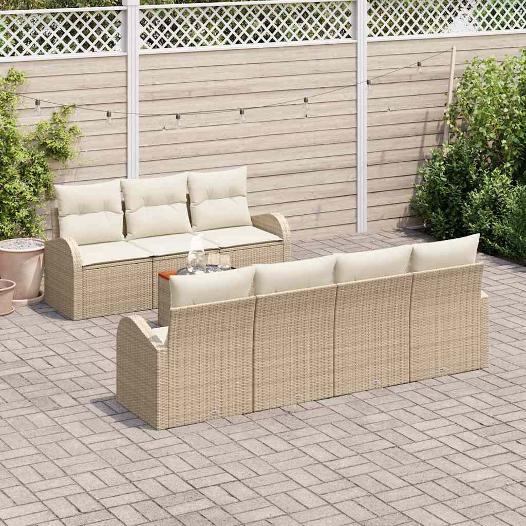 Kerti Kanapé Szett tárolóval 8 pcs Beige és krém polirattan