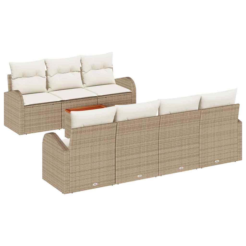 Kerti Kanapé Szett tárolóval 8 pcs Beige és krém polirattan
