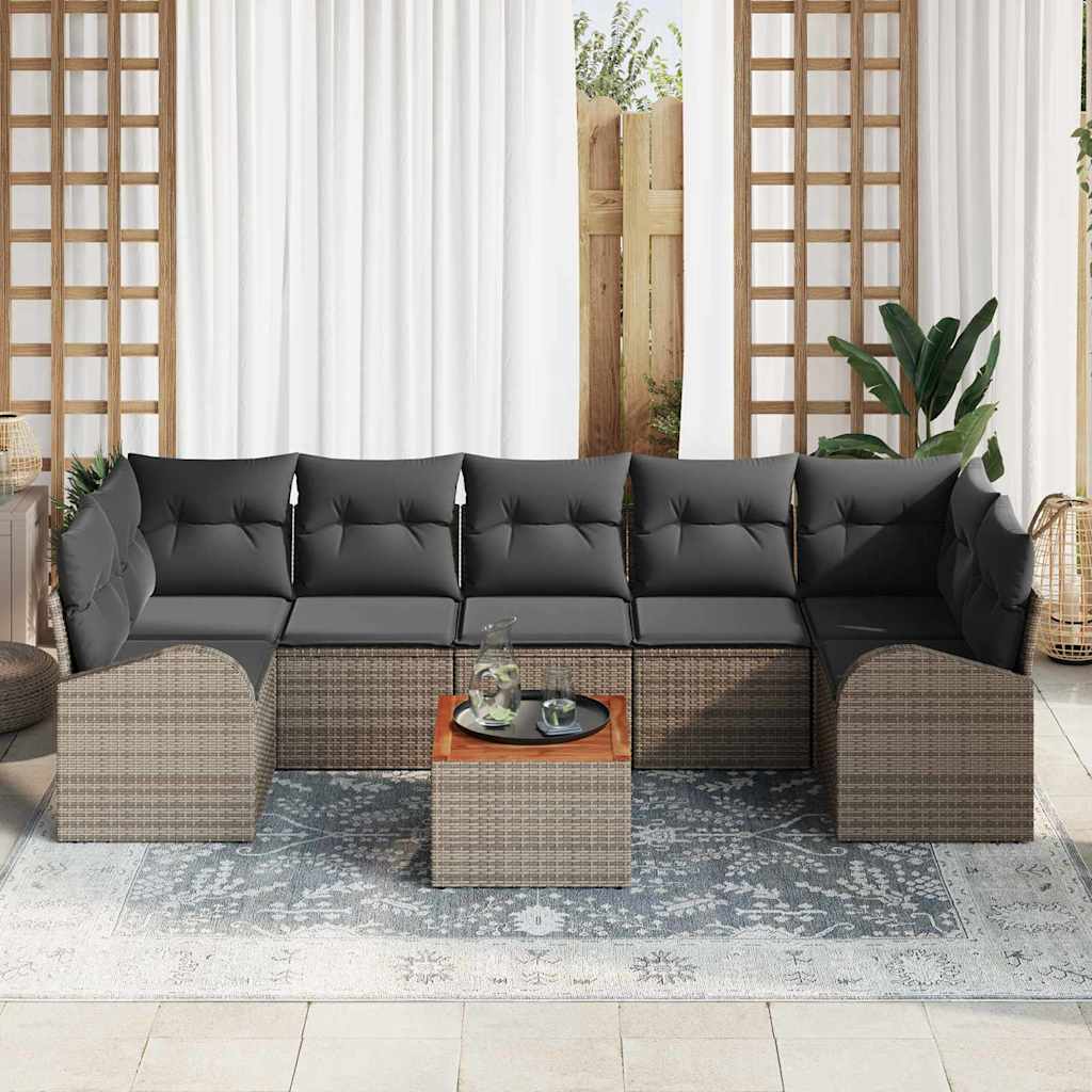 Kerti Kanapé Szett tárolóval 8 pcs Szürke polirattan