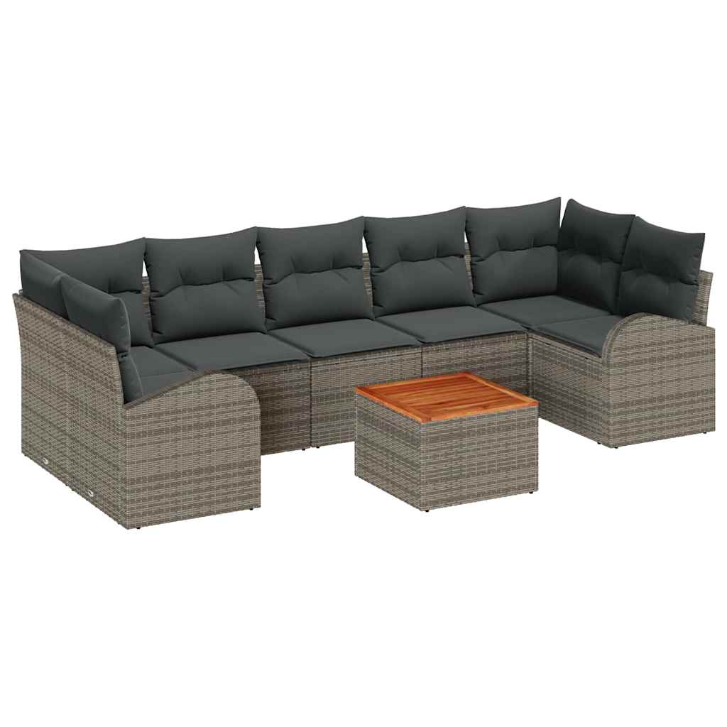 Kerti Kanapé Szett tárolóval 8 pcs Szürke polirattan