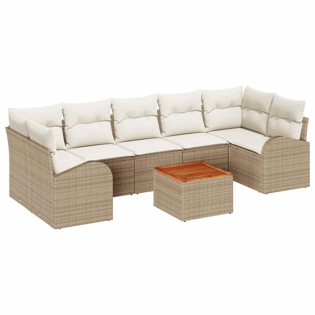 Kerti Kanapé Szett tárolóval 8 pcs Beige és krém polirattan