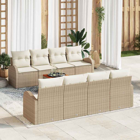 Kerti Kanapé Szett tárolóval 9 pcs Beige és krém polirattan
