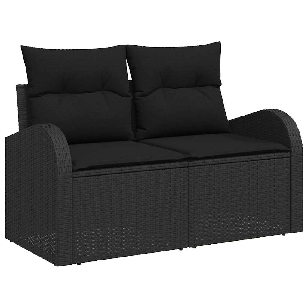 Kerti Kanapé Szett tárolóval 6 pcs Fekete polirattan