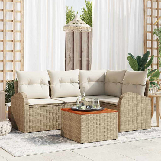 Kerti Kanapé Szett tárolóval 5 pcs Beige és krém polirattan