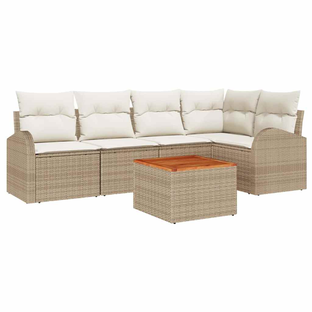 Kerti Kanapé Szett tárolóval 6 pcs Beige és krém polirattan