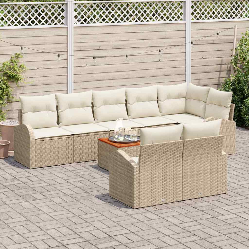 Kerti Kanapé Szett tárolóval 9 pcs Beige és krém polirattan