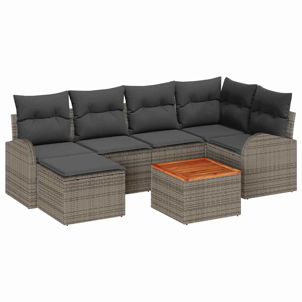 Kerti Kanapé Szett tárolóval 7 pcs Szürke polirattan