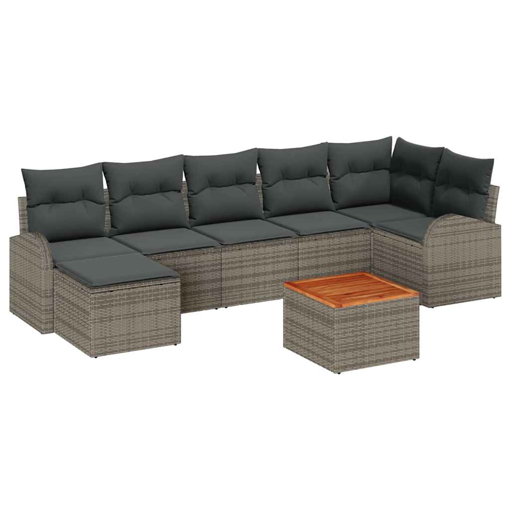 Kerti Kanapé Szett tárolóval 8 pcs Szürke polirattan