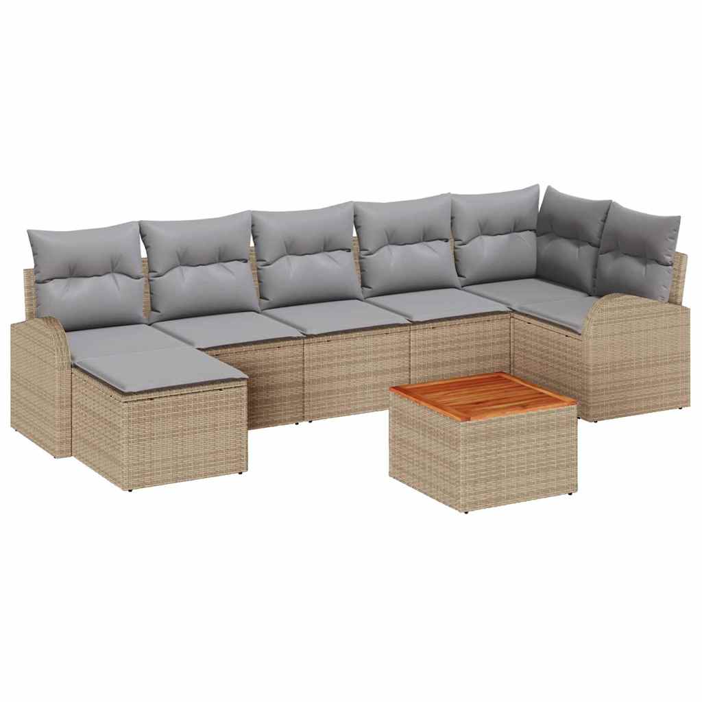 Kerti Kanapé Szett 8 pcs Beige és Világosszürke polirattan