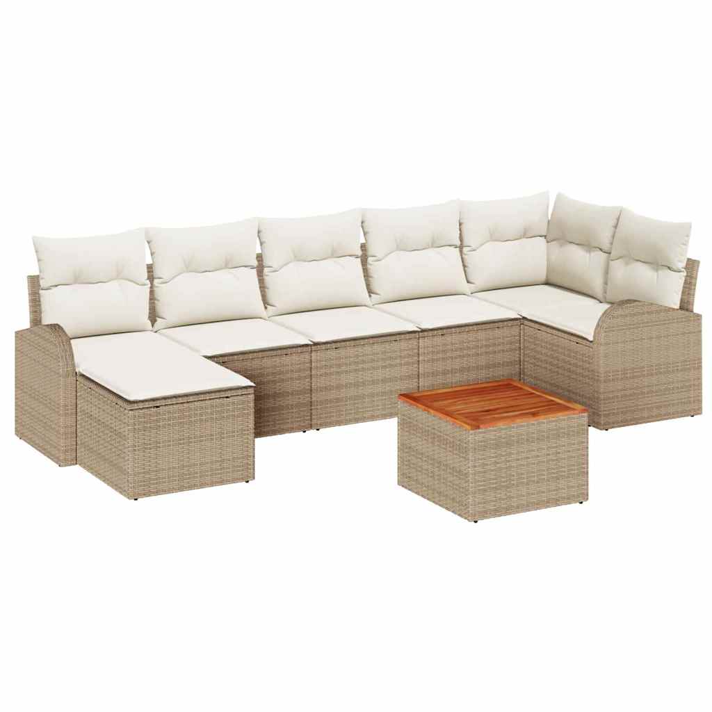 Kerti Kanapé Szett tárolóval 8 pcs Beige és krém polirattan
