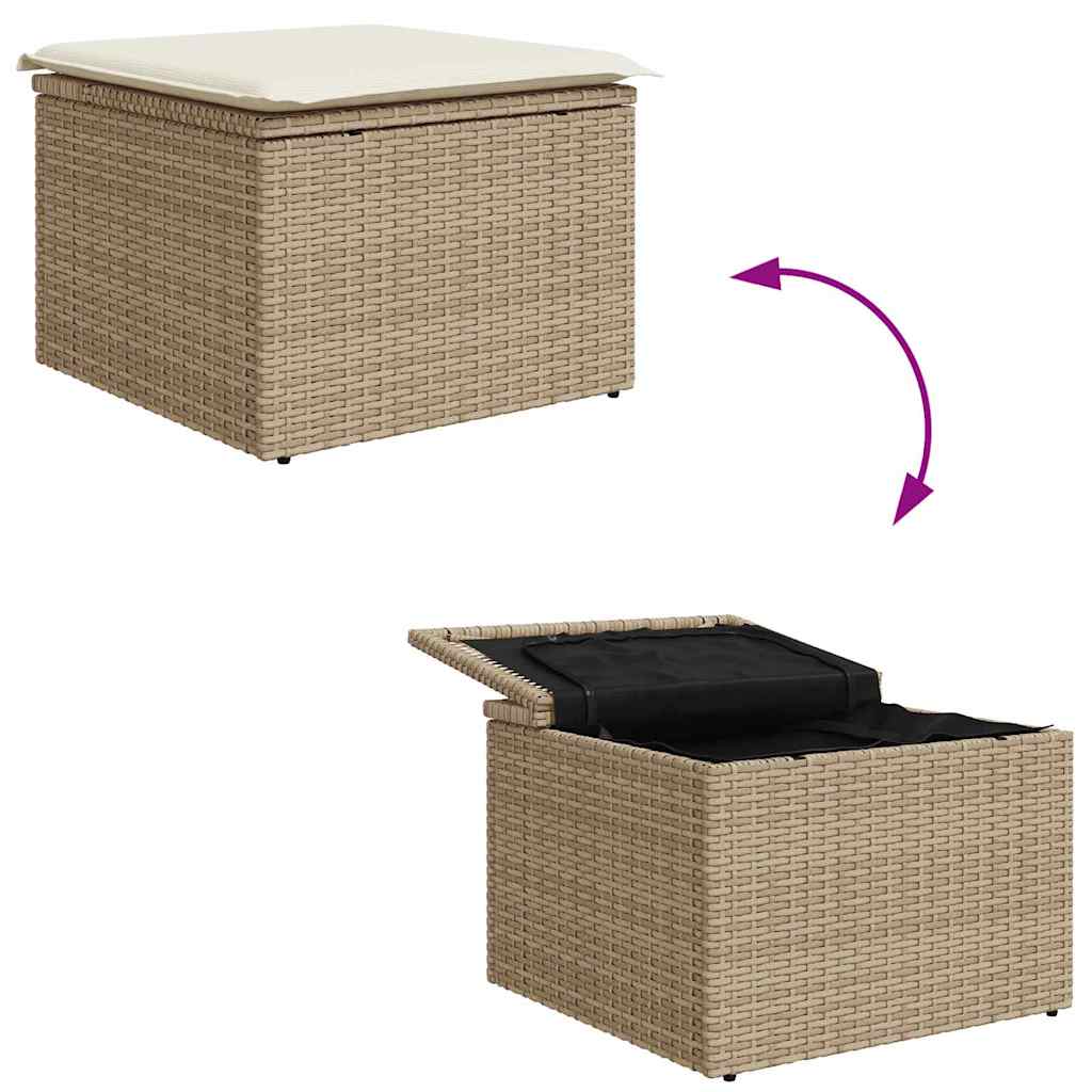 Kerti Kanapé Szett tárolóval 8 pcs Beige és krém polirattan