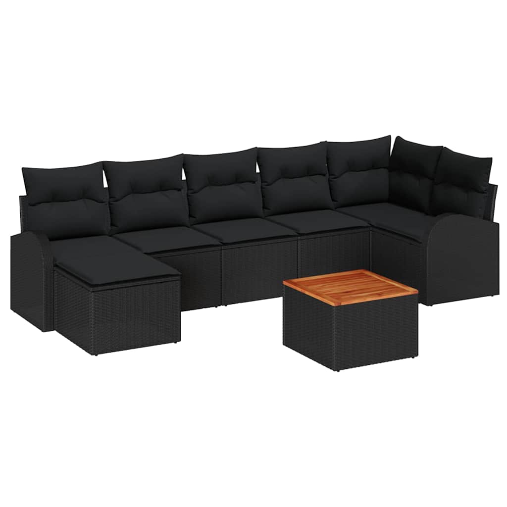 Kerti Kanapé Szett tárolóval 8 pcs Fekete polirattan