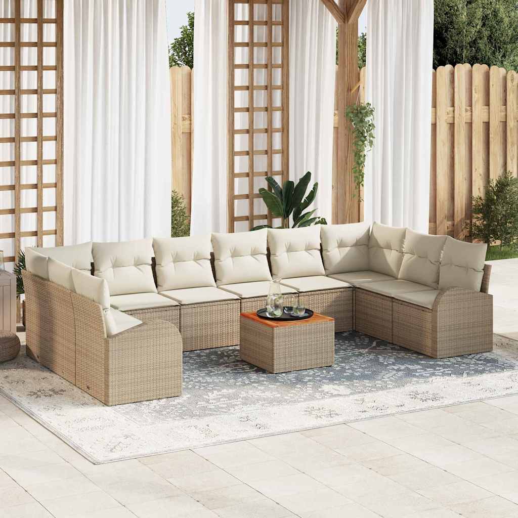 Kerti Kanapé Szett tárolóval 11 pcs Beige és krém polirattan