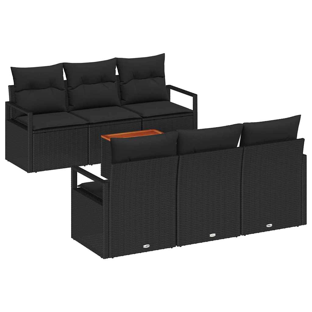 Kerti Kanapé Szett tárolóval 7 pcs Fekete polirattan