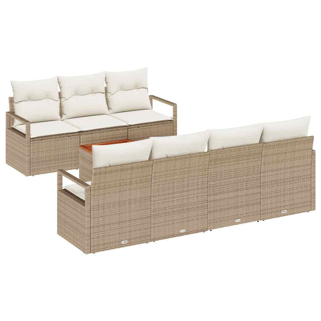 Kerti Kanapé Szett tárolóval 8 pcs Beige és krém polirattan