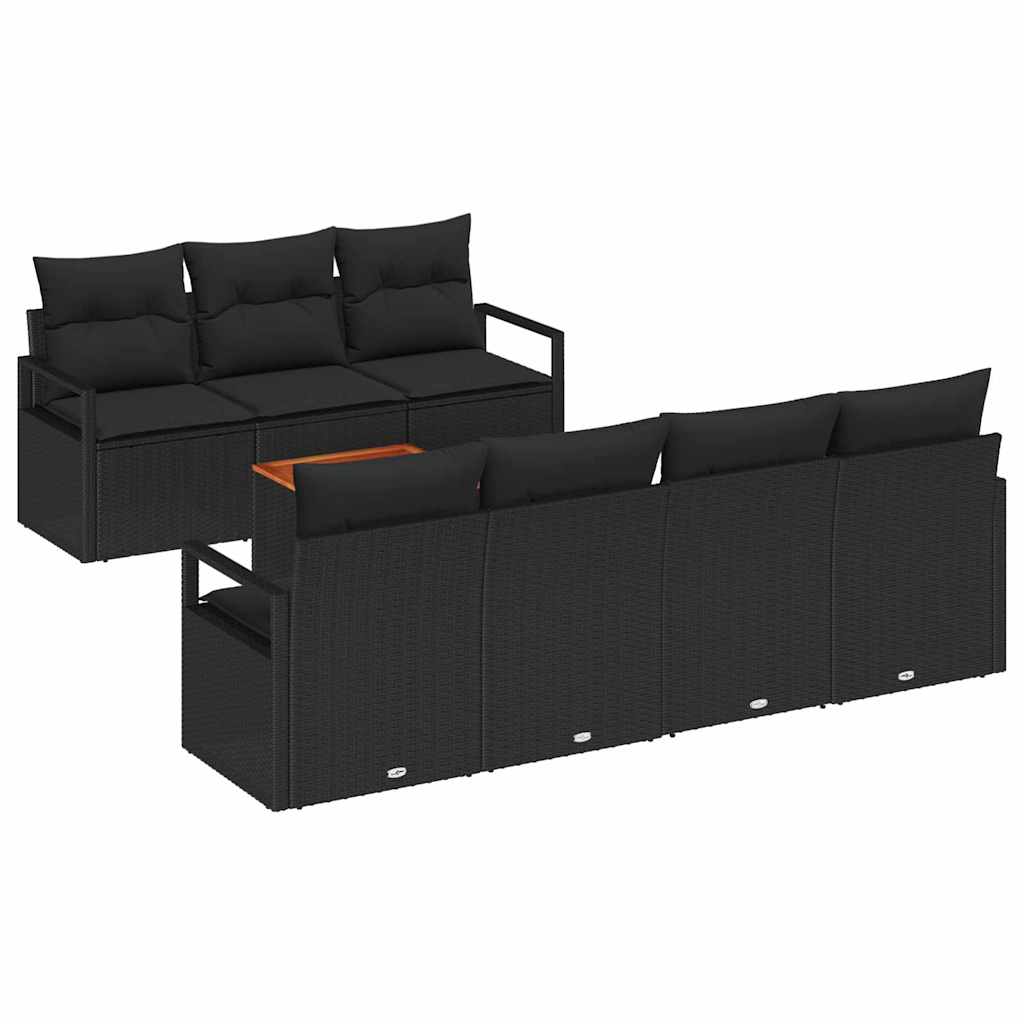 Kerti Kanapé Szett tárolóval 8 pcs Fekete polirattan
