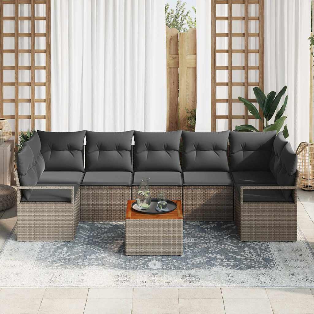 Kerti Kanapé Szett tárolóval 8 pcs Szürke polirattan