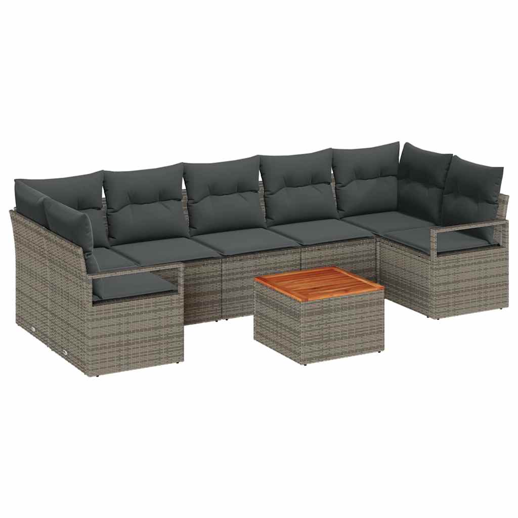 Kerti Kanapé Szett tárolóval 8 pcs Szürke polirattan