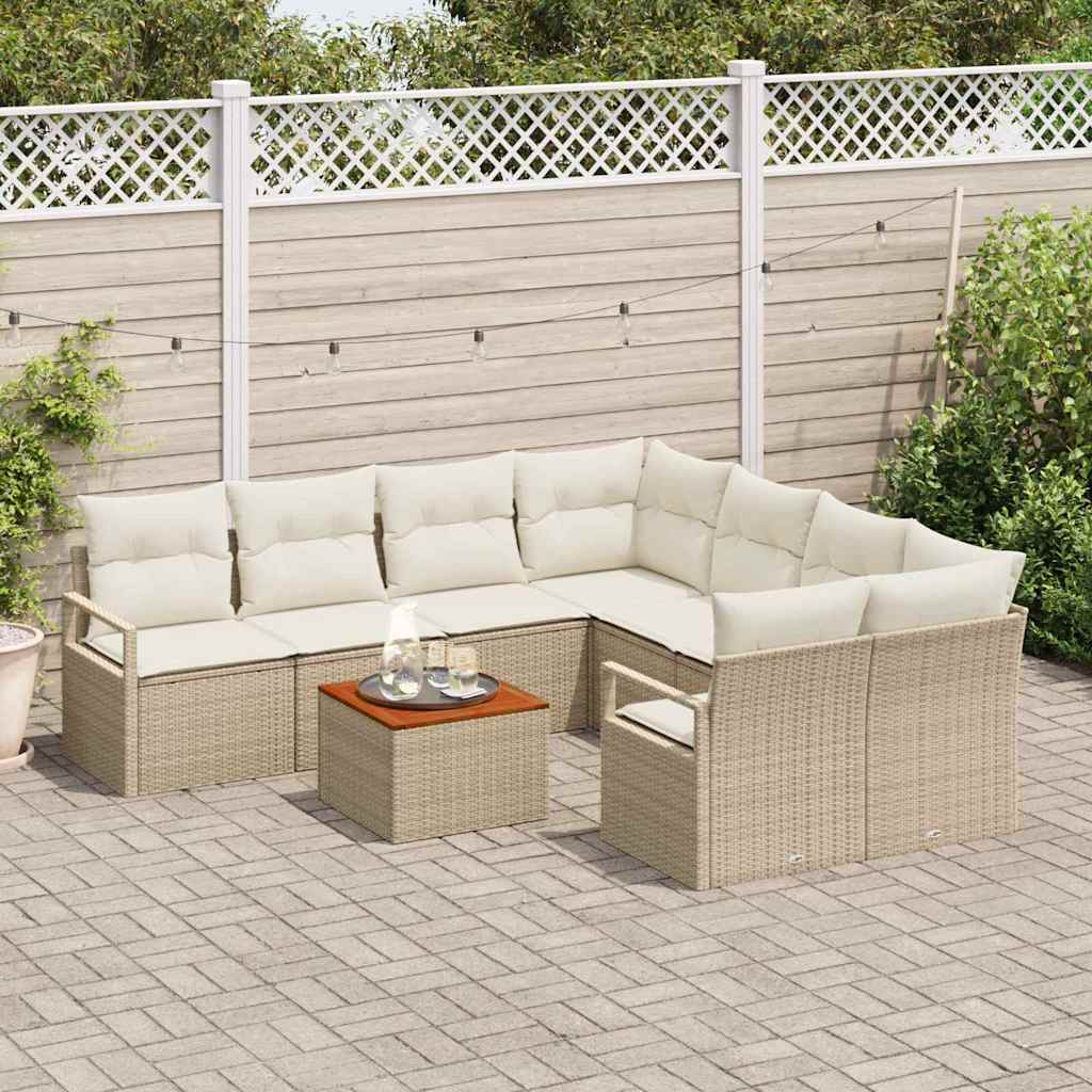 Kerti Kanapé Szett tárolóval 9 pcs Beige és krém polirattan