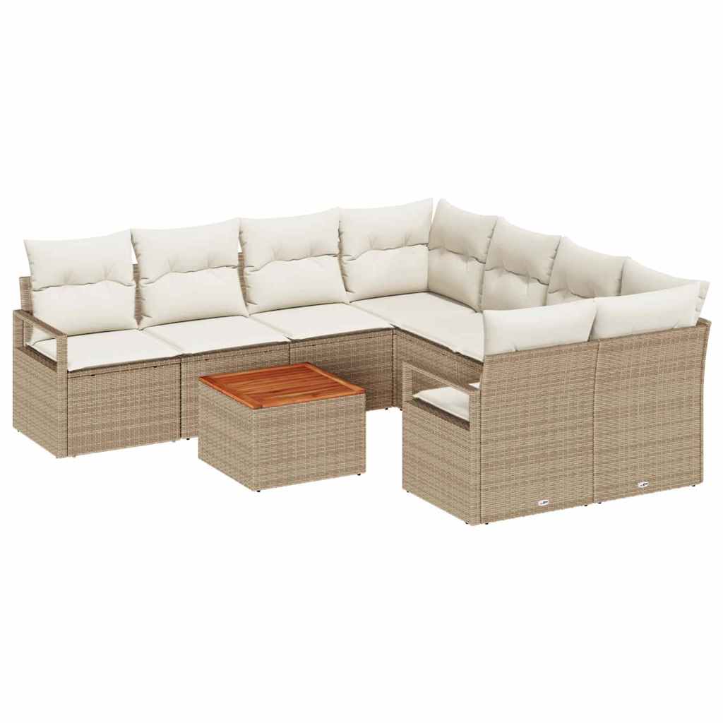 Kerti Kanapé Szett tárolóval 9 pcs Beige és krém polirattan