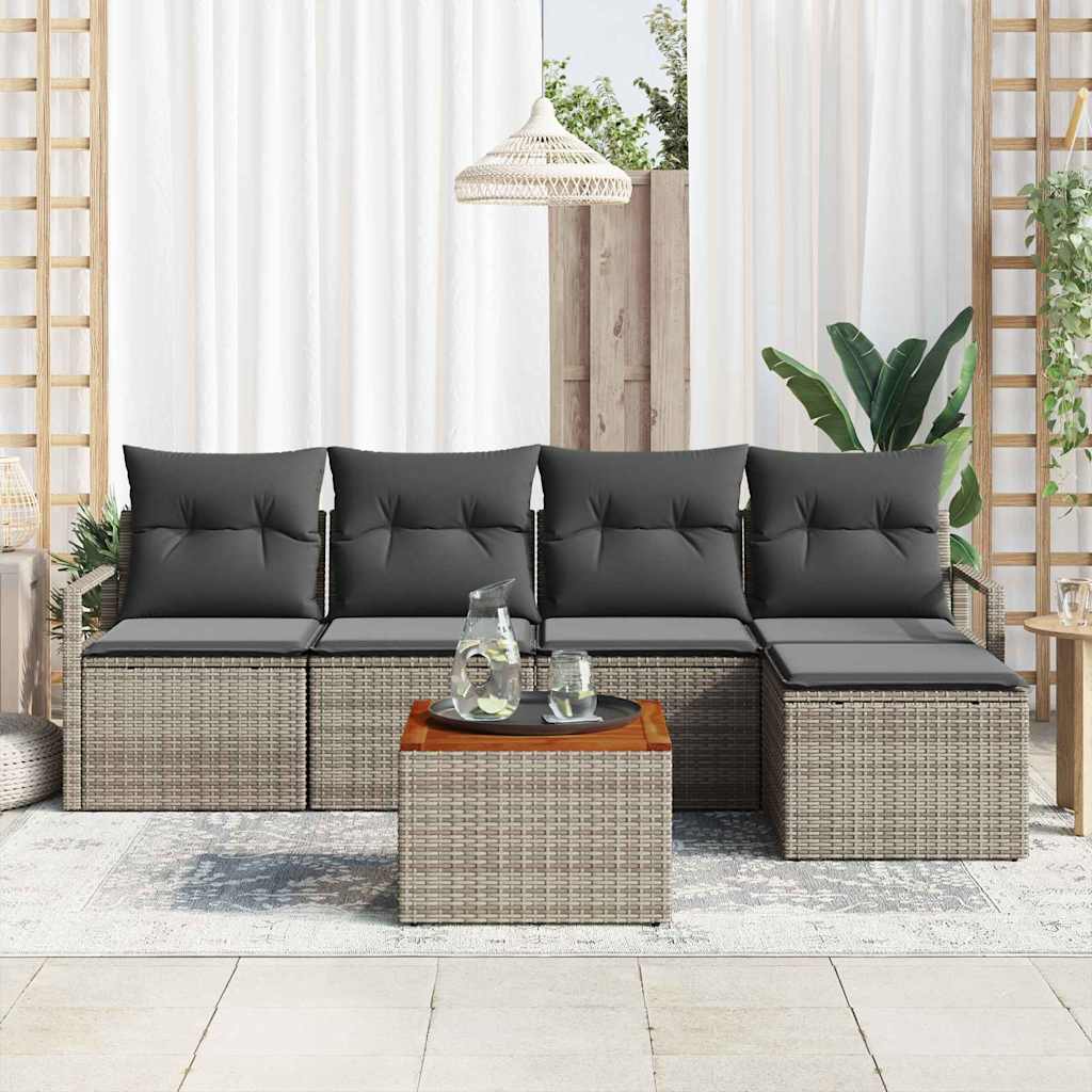 Kerti Kanapé Szett tárolóval 6 pcs Szürke polirattan