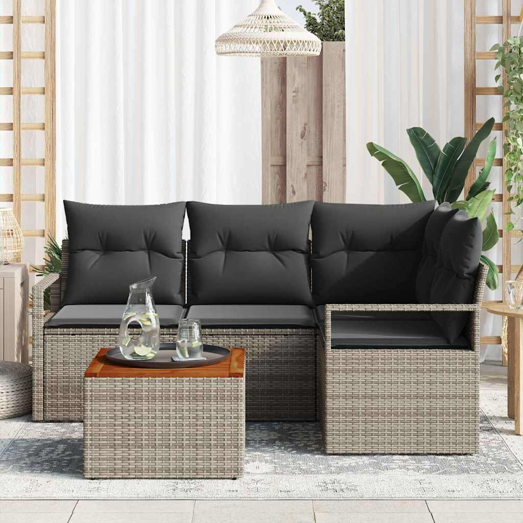 Kerti Kanapé Szett tárolóval 5 pcs Szürke polirattan