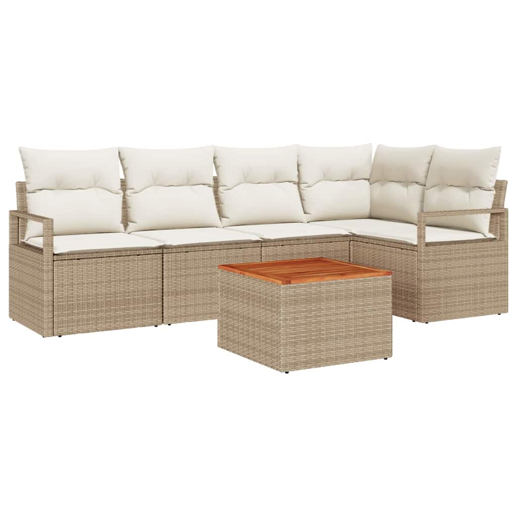 Kerti Kanapé Szett tárolóval 6 pcs Beige és krém polirattan