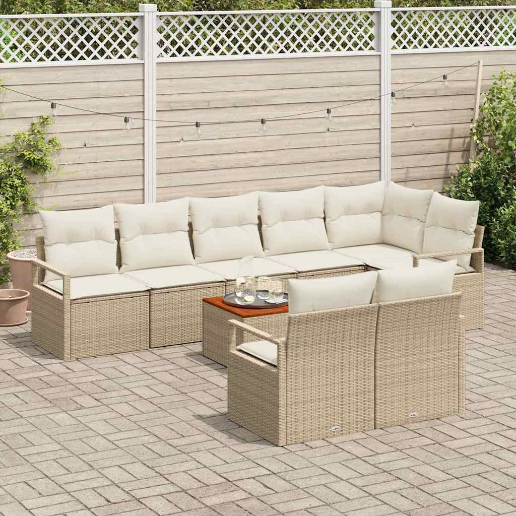 Kerti Kanapé Szett tárolóval 9 pcs Beige és krém polirattan