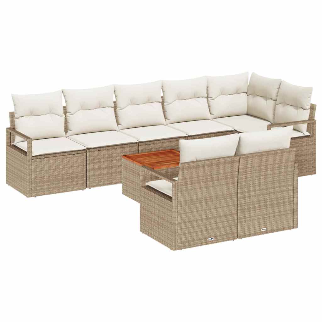 Kerti Kanapé Szett tárolóval 9 pcs Beige és krém polirattan