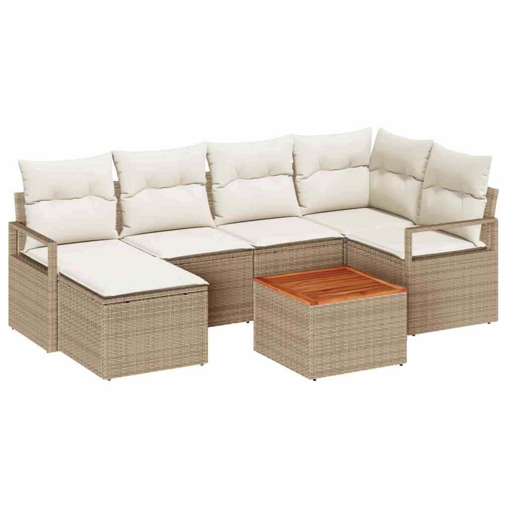 Kerti Kanapé Szett tárolóval 7 pcs Beige és krém polirattan