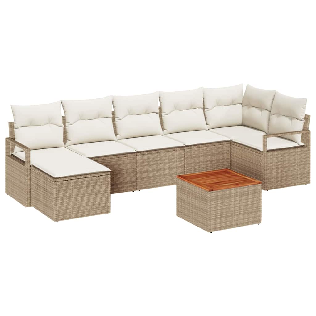 Kerti Kanapé Szett tárolóval 8 pcs Beige és krém polirattan