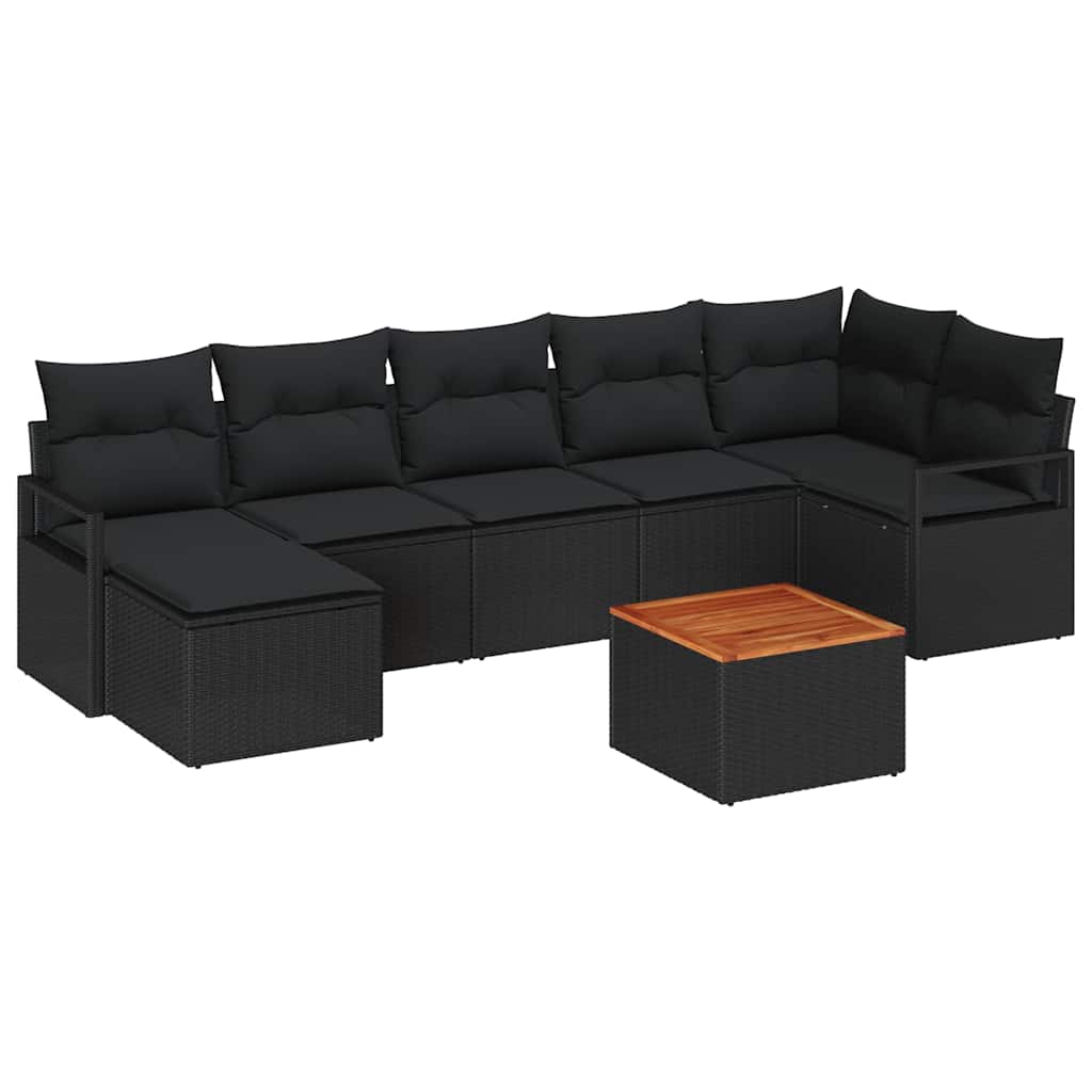 Kerti Kanapé Szett tárolóval 8 pcs Fekete polirattan