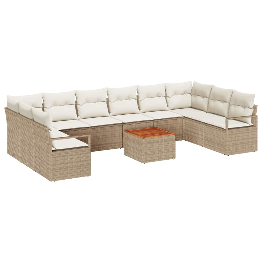 Kerti Kanapé Szett tárolóval 11 pcs Beige és krém polirattan