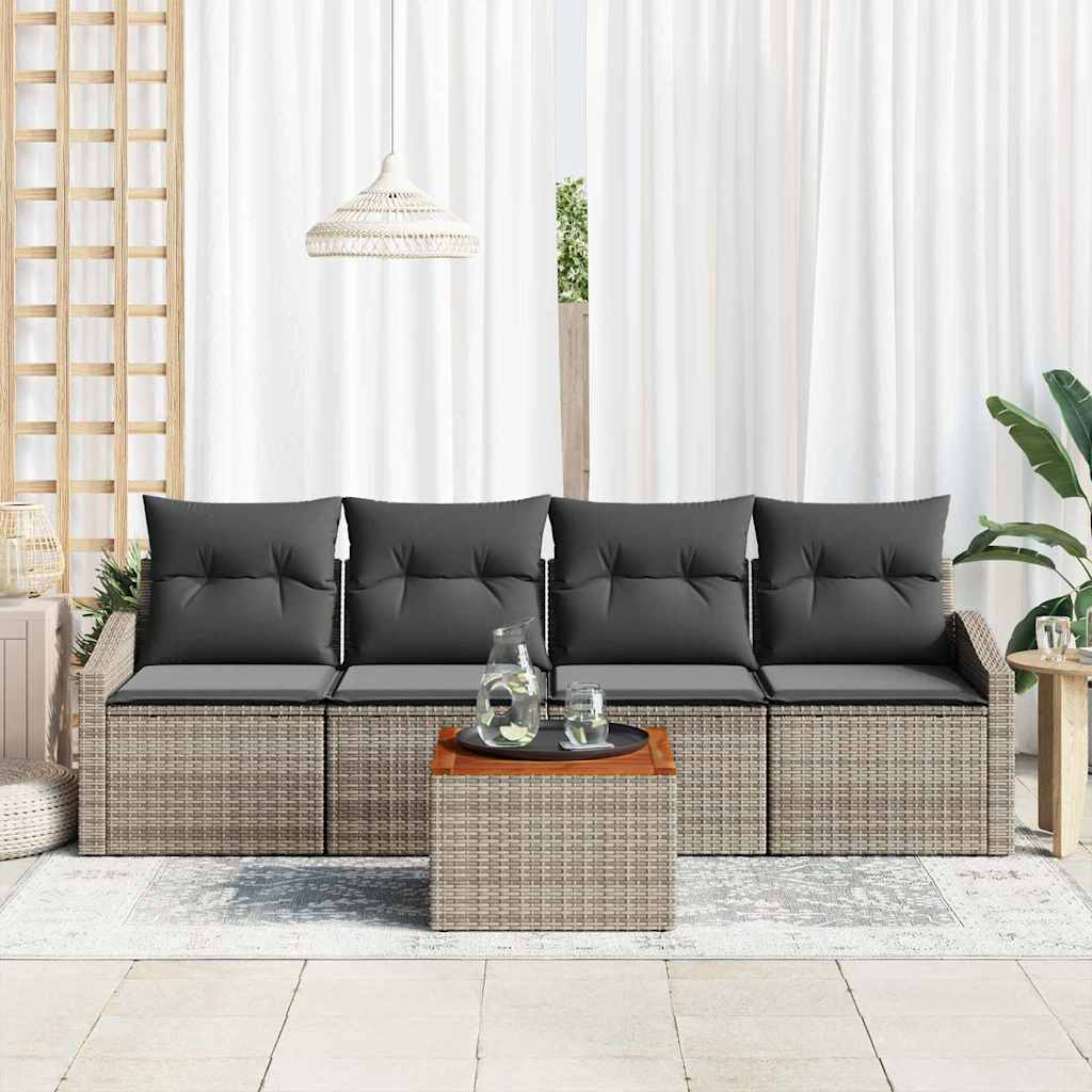 Kerti Kanapé Szett tárolóval 5 pcs Szürke polirattan