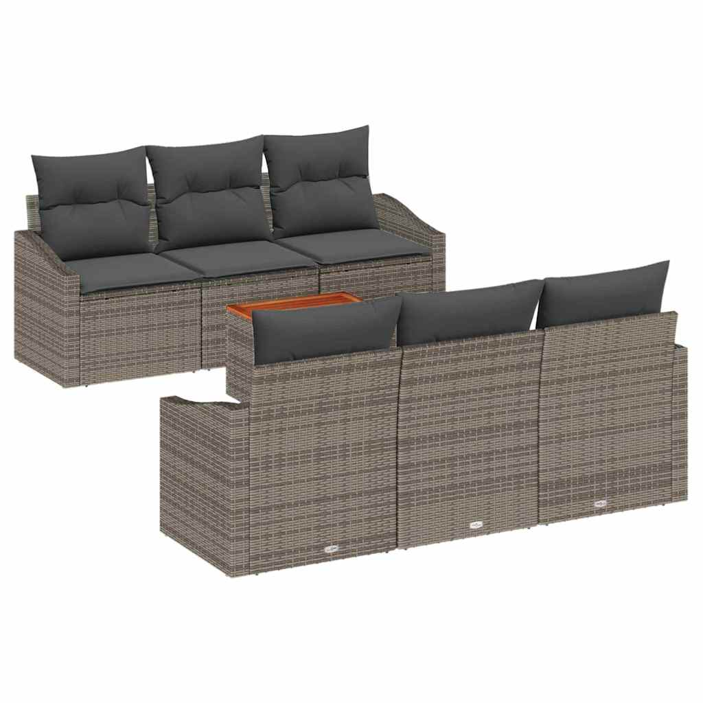 Kerti Kanapé Szett tárolóval 7 pcs Szürke polirattan
