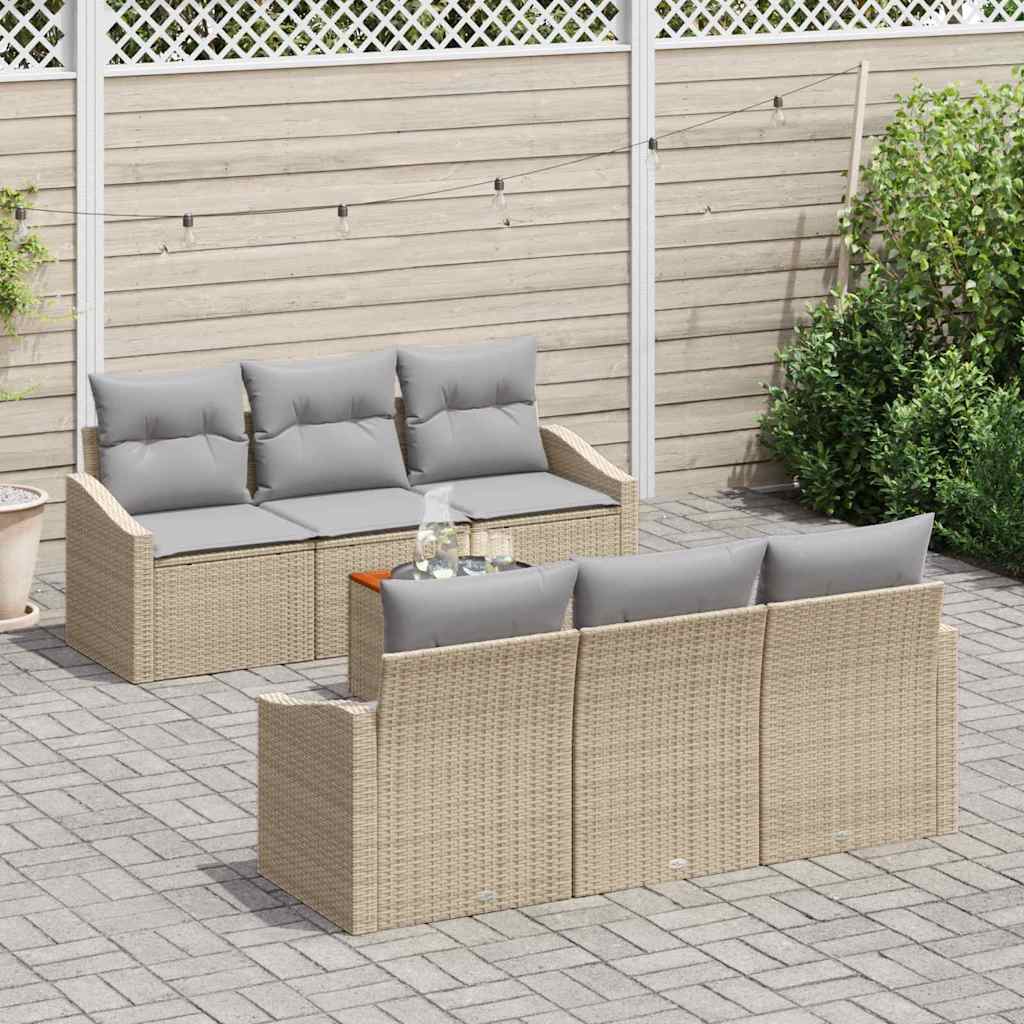 Kerti Kanapé Szett 7 pcs Beige és Világosszürke polirattan