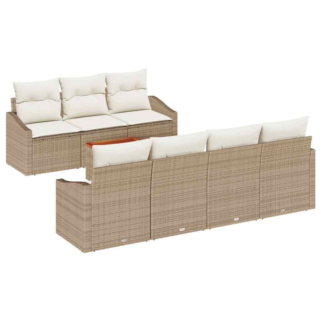 Kerti Kanapé Szett tárolóval 8 pcs Beige és krém polirattan