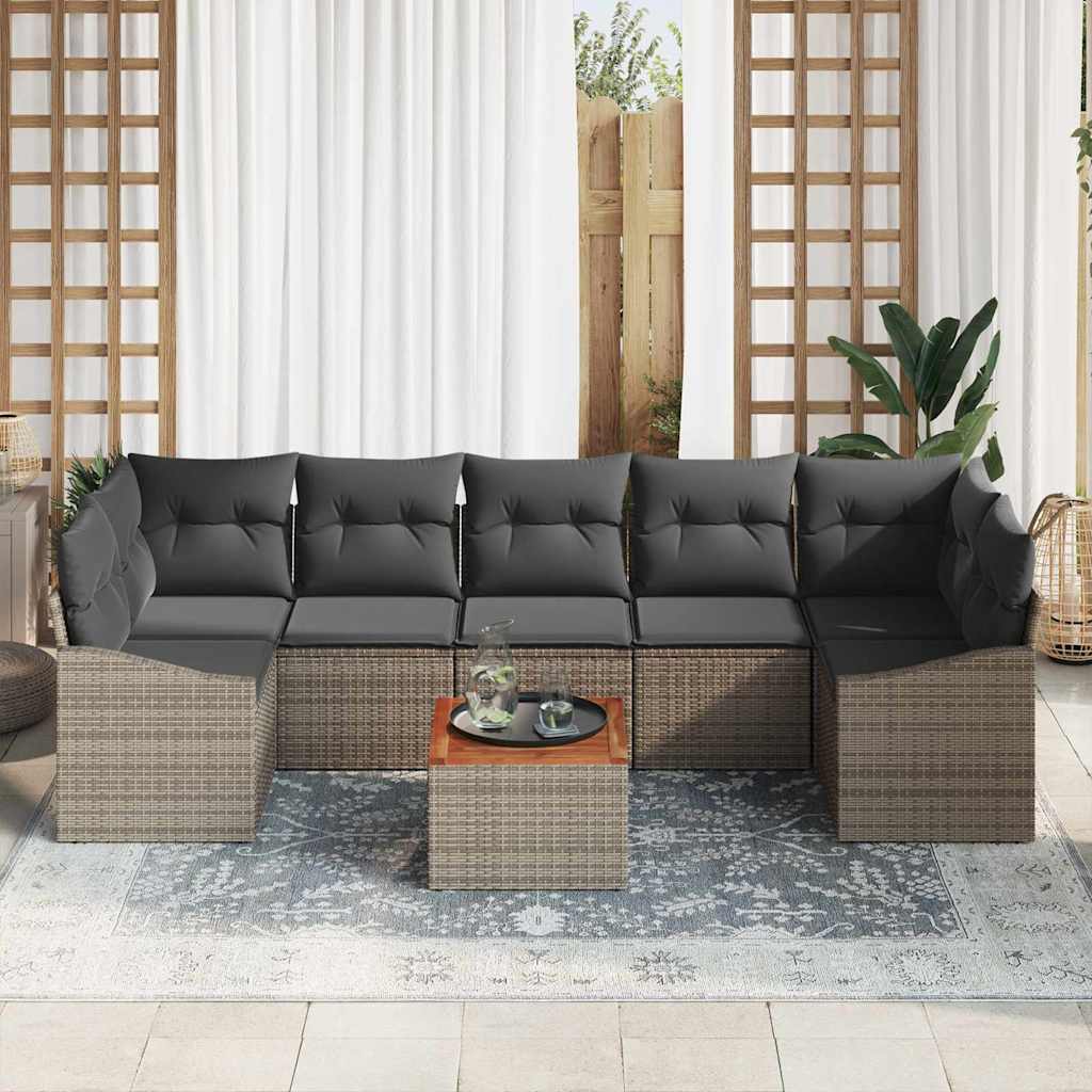 Kerti Kanapé Szett tárolóval 8 pcs Szürke polirattan