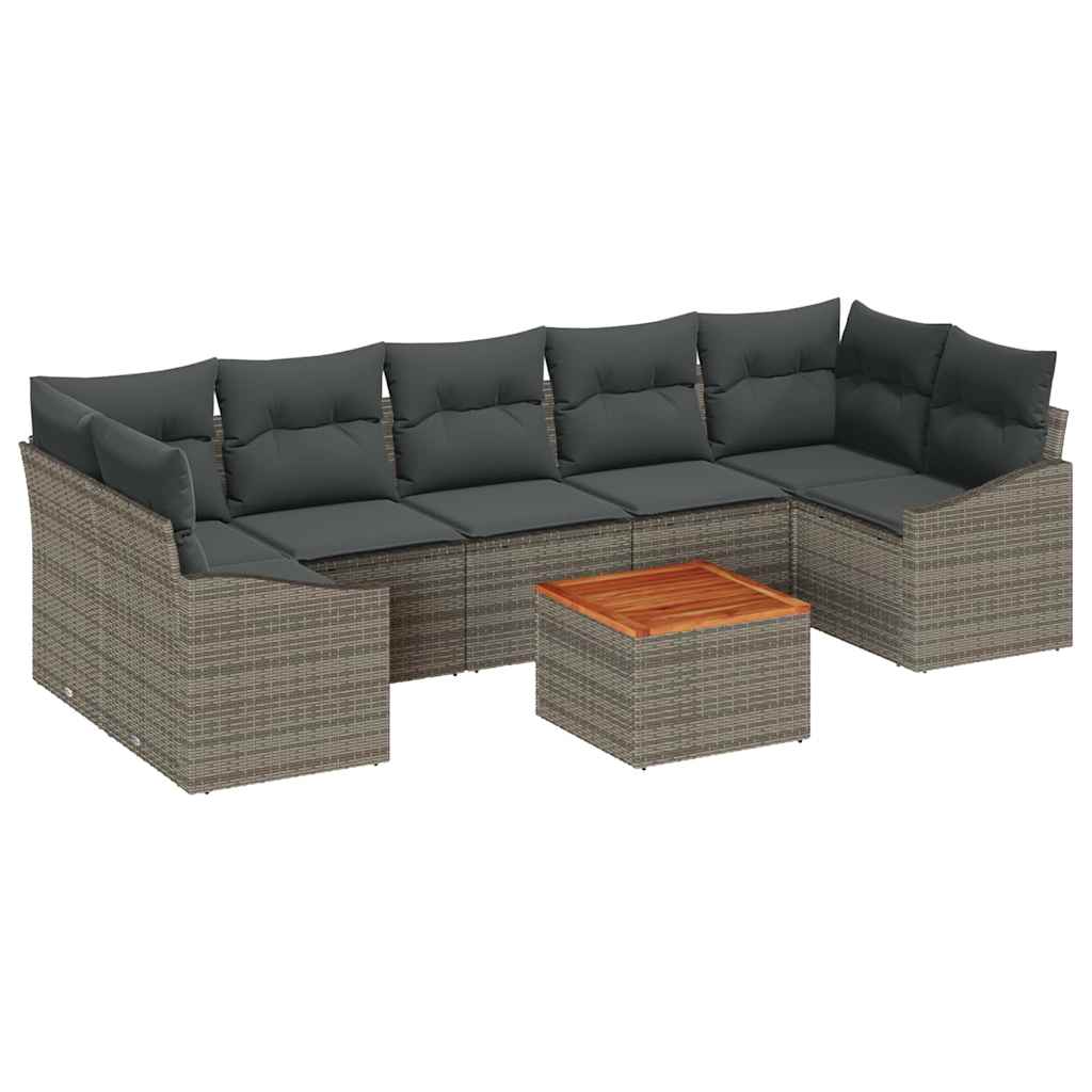 Kerti Kanapé Szett tárolóval 8 pcs Szürke polirattan