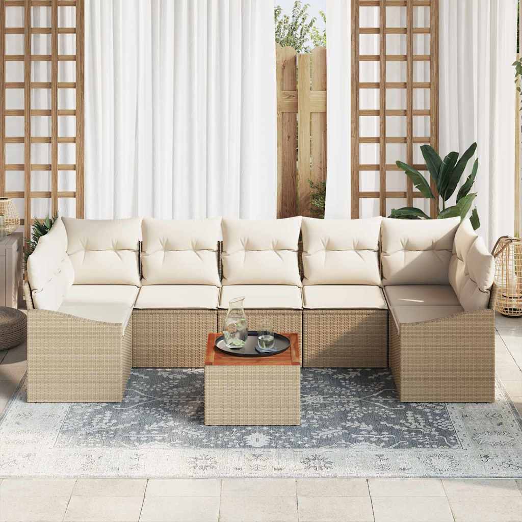 Kerti Kanapé Szett tárolóval 8 pcs Beige és krém polirattan