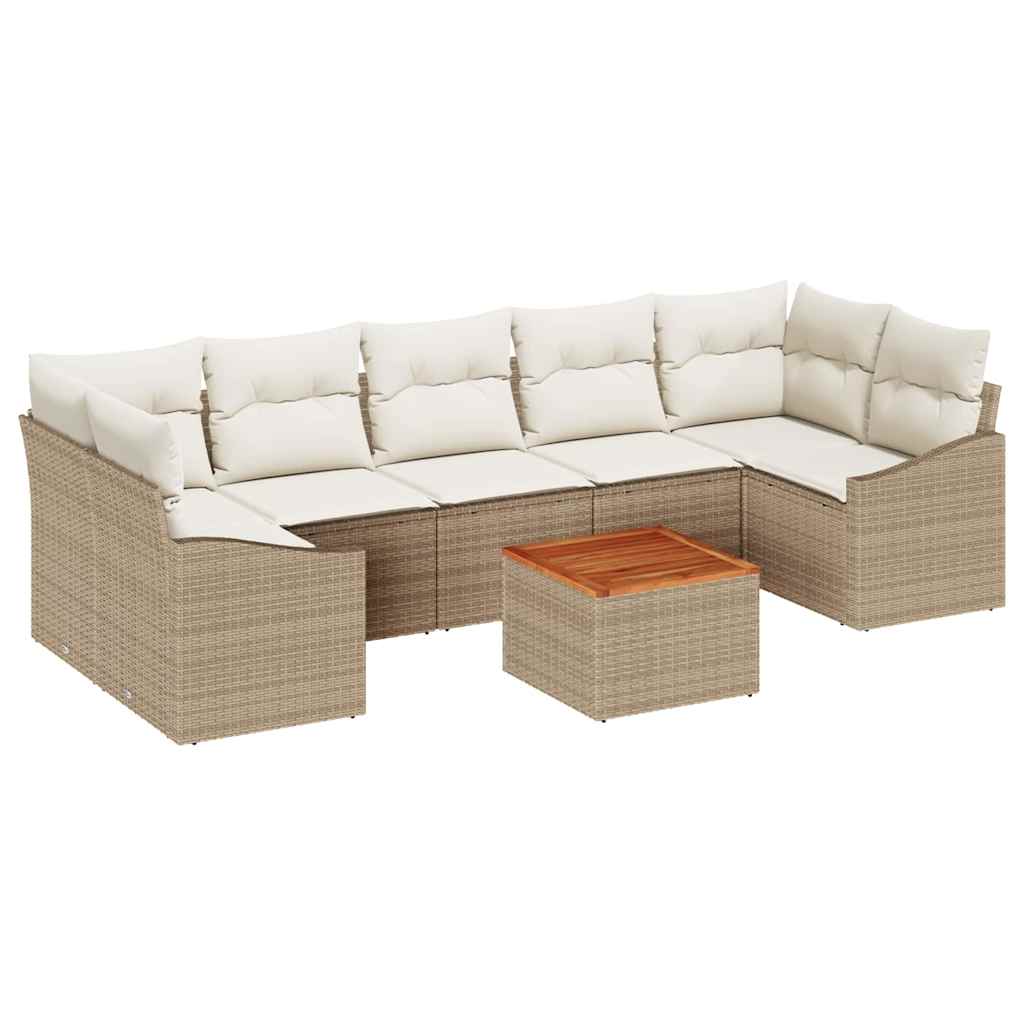 Kerti Kanapé Szett tárolóval 8 pcs Beige és krém polirattan
